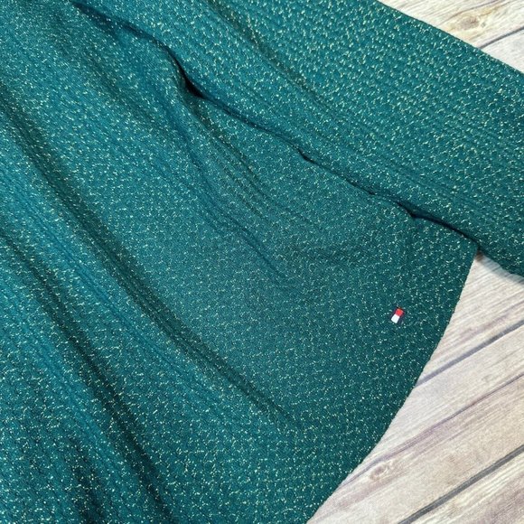 Tommy Hilfiger Women's Waffled Cold Shoulder Shirt Green Size XL - Picture 5 of 6